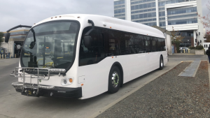 Photo of white electric bus